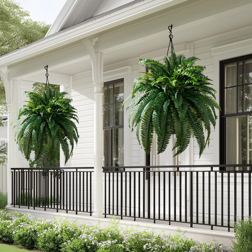 8355 Artificial Boston Fern Plants 2 Pack 38 Leaves 33' Large Artificial